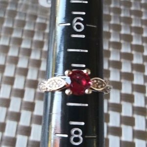 925 Sterling silver red ruby round ring